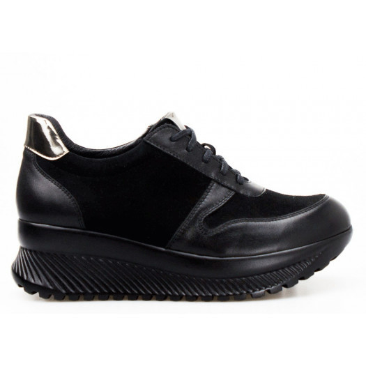 sneakersy skórzane zamszowe połyskujące czarne clasicco-37