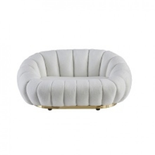 Sofa 2-osobowa Firenze biała, boucle, obłe kształty