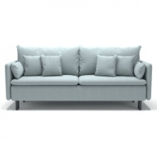 sofa rozkładana asti, z pojemnikiem, welurowa, błękitna