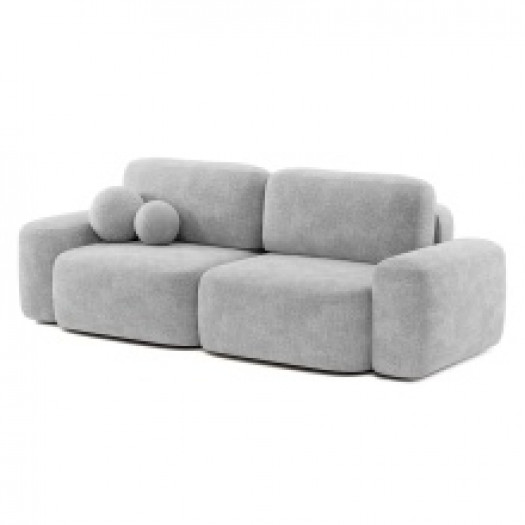Sofa rozkładana Bold jasnoszara, obłe kształty