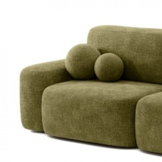 Sofa rozkładana Bold oliwkowozielona, obłe kształty