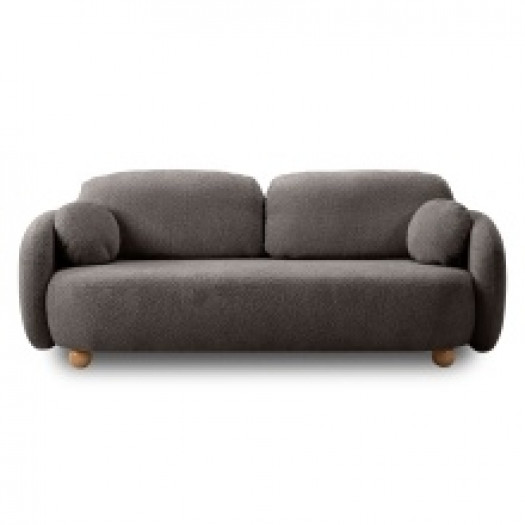Sofa rozkładana Formosa z pojemnikiem, brązowa, boucle, nóżki kulki