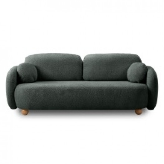 Sofa rozkładana Formosa z pojemnikiem, ciemnozielona, boucle, nóżki kulki