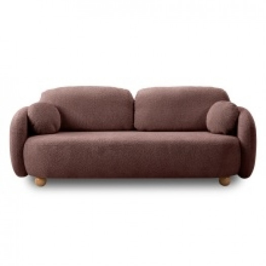 Sofa rozkładana Formosa z pojemnikiem, terakota, boucle, nóżki kulki