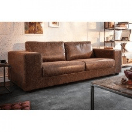 Sofa trzyosobowa sigo 220 cm vintage brązowa ekoskóra