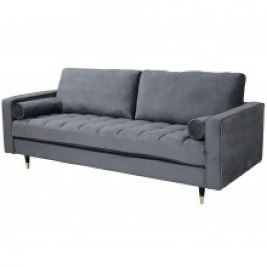 Sofa welurowa cina 225 cm trzyosobowa szara