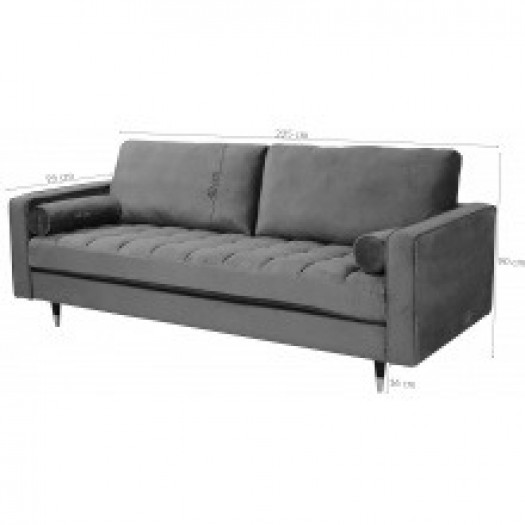 Sofa welurowa cina 225 cm trzyosobowa turkusowa