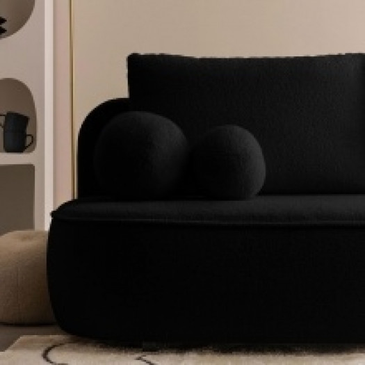 Sofa z funkcją spania i pojemnikiem Bella czarna, boucle
