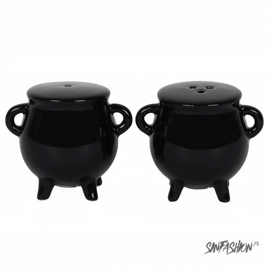 Solniczka i pieprzniczka black decor cauldron salt and pepper set