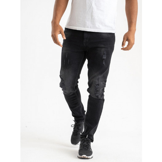 spodnie jeansowe z dziurami skinny el polako basic czarne