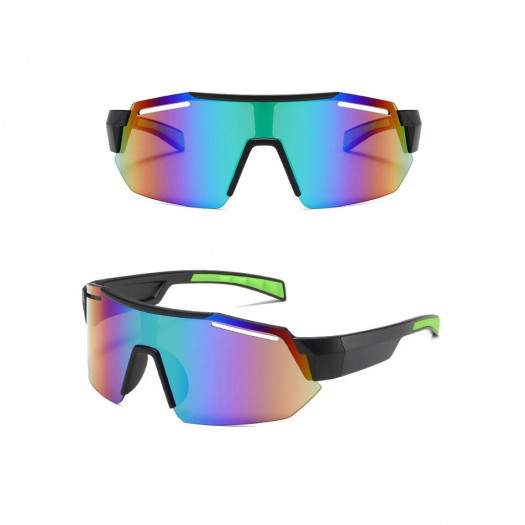 Sportowe okulary przeciwsłoneczne lustrzanki z filtrem UV400 czarne/zielone SVM-10B