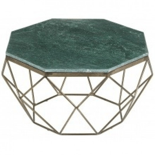 Stolik kawowy diamond 70cm nowoczesny marmur zielony złote nogi