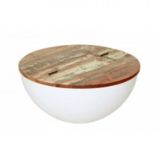 stolik kawowy jakarta 70 cm białe drewno z recyklingu