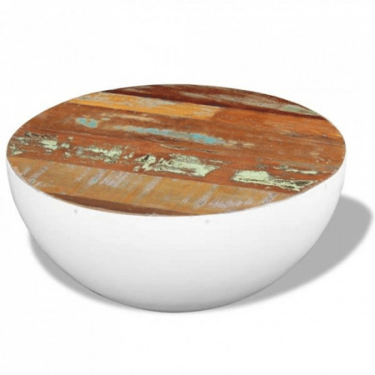 Stolik kawowy w kształcie misy, drewno z odzysku, 60x60x30 cm