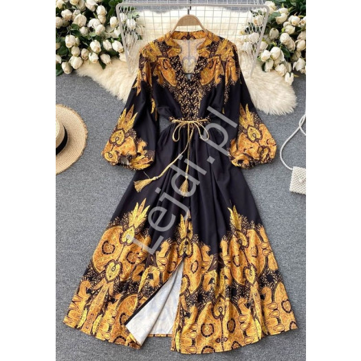 Sukienka w stylu boho z wzorami, styl orientalny  czarna 1988