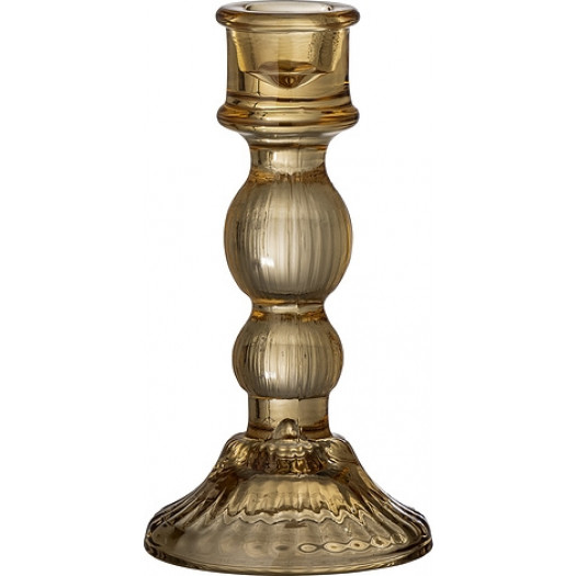 Świecznik na klasyczną świecę Litus 15 cm brązowy szklany