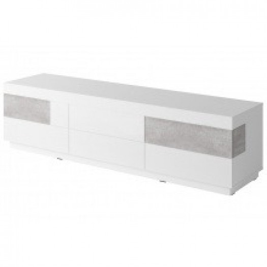 Szafka rtv z szufladami silke 206 cm biała połysk/beton colorado