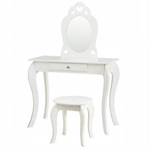 Toaletka biurko dziecięce z lustrem i taboretem białe