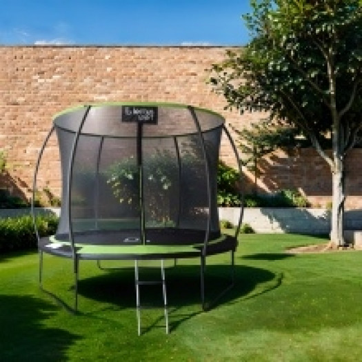 Trampolina ogrodowa Dedal z siatką wewnętrzną i drabinką, 305 cm, 10FT, czarna/zielona