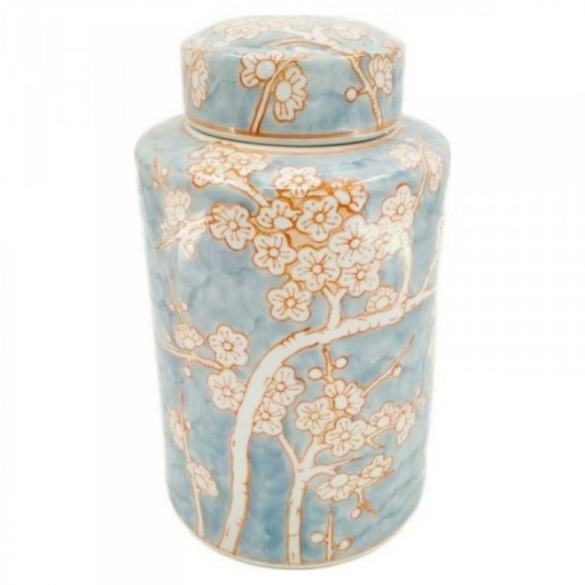 Wazon DKD Home Decor Porcelana Niebieski Pomarańczowy 18 x 18 x 30 cm Orientalny