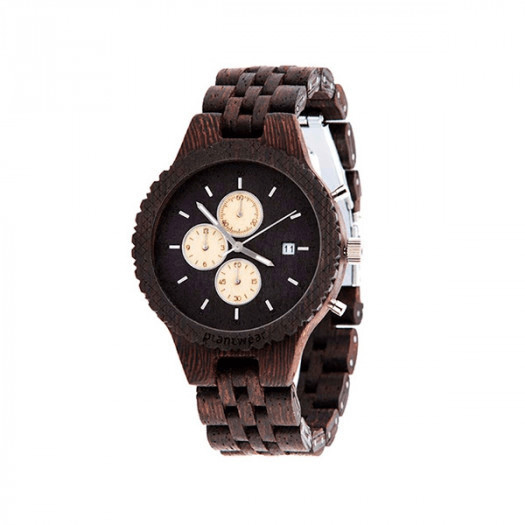 wyjątkowy zegarek z drewna wenge - plantwear (43mm, bransoleta - wenge)