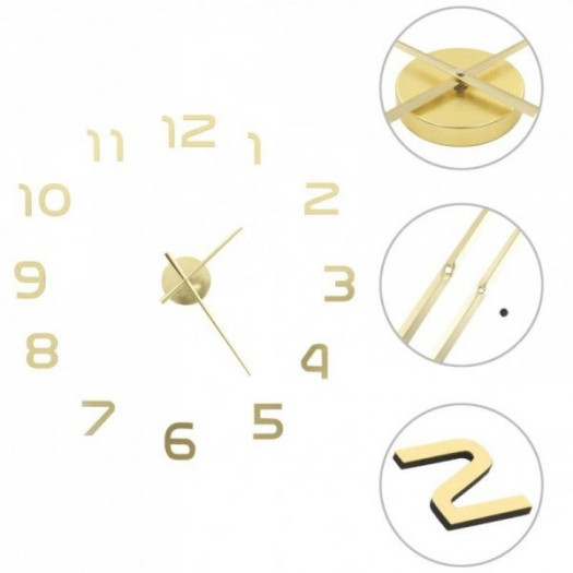 Zegar ścienny 3d, nowoczesny design, 100 cm, xxl, złoty