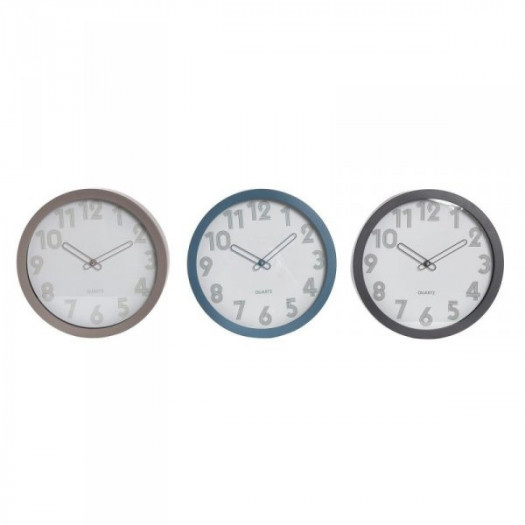 Zegar Ścienny DKD Home Decor Beżowy Szary Turkusowy PVC Szkło 3 Części 30 x 4,3 x 30 cm