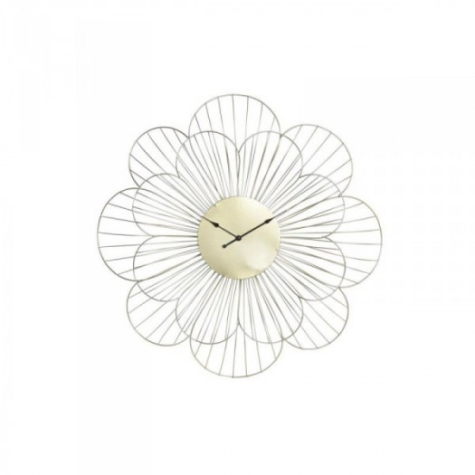 Zegar Ścienny DKD Home Decor Kwiat Złoty Metal (57 x 4 x 57 cm)