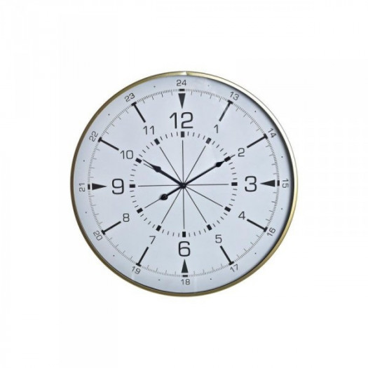 Zegar Ścienny DKD Home Decor Szkło Złoty Metal Biały Kompas (60 x 3 x 60 cm)