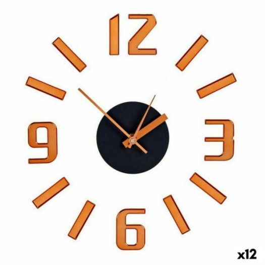 Zegar Ścienny Naklejka Brąz ABS Ø 35 cm (12 Sztuk)
