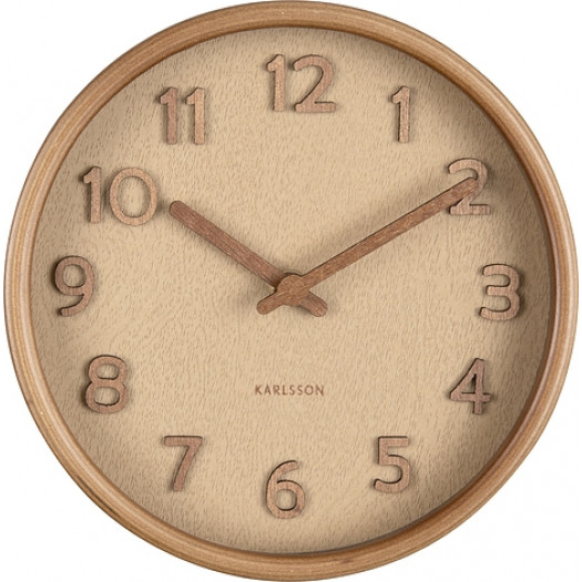 Zegar ścienny Pure 22 cm piaskowy z drewnianą ramą
