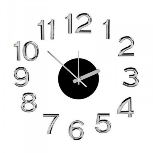 Zegar Ścienny Srebrzysty Biały Naklejka ABS Miękka Pianka EVA (Ø 35 cm) (6 Sztuk)