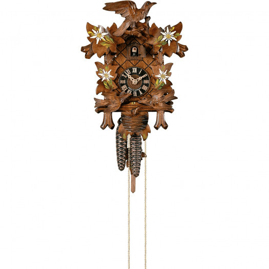 Zegar z kukułką z kwiatami szarotki hones 32 cm (hs-400-3ed)