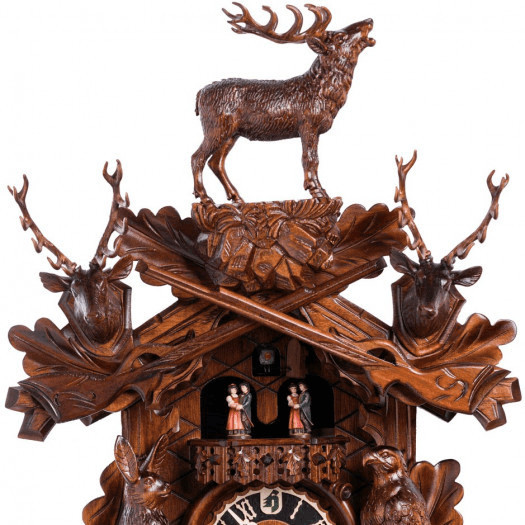 Zegar z kukułką, jeleń, poroża, tancerze schwarzwald hones 58 cm (hs-8637/5tnu)