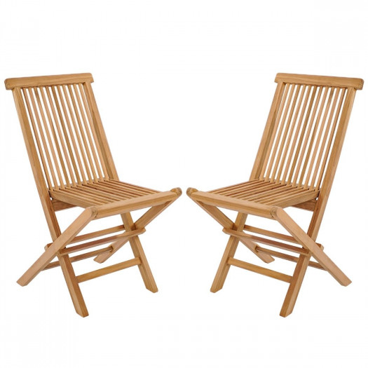 Zestaw 2 szt. składanych drewnianych krzeseł ogrodowych
