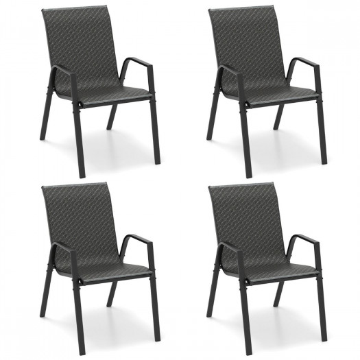 Zestaw 4 szt. krzeseł ogrodowych z rattanu 51 x 66 x 84 cm