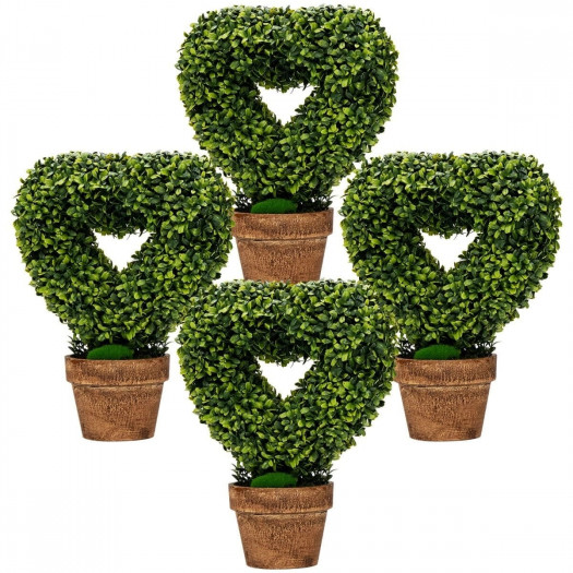 Zestaw 4 sztucznych drzewek w kształcie serca