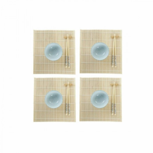 Zestaw do Sushi DKD Home Decor 14,5 x 14,5 x 31 cm Niebieski Biały Kamionka Orientalny (16 Części)