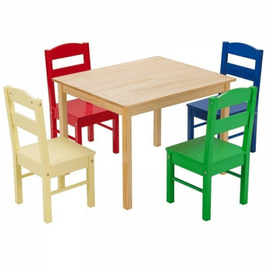 Zestaw kolorowych mebli dla dzieci stół i 4 krzesła