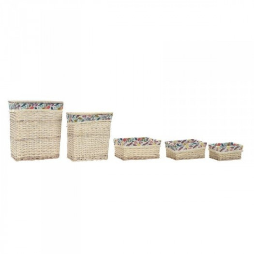 zestaw koszyków DKD Home Decor Poliester wiklinowy (47 x 35 x 56 cm)