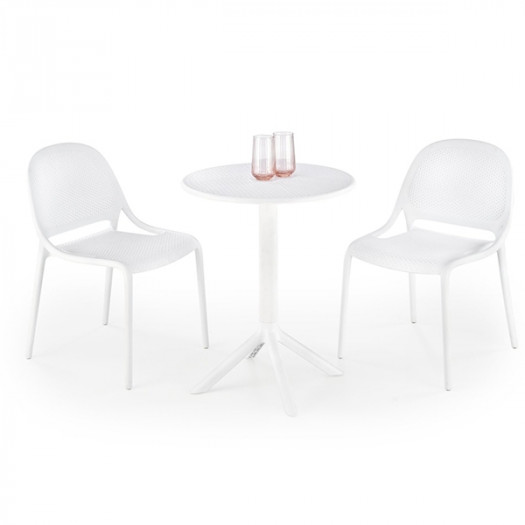 Zestaw mebli ogrodowych, stół Calvo + 2 krzesła K532, biały mat 