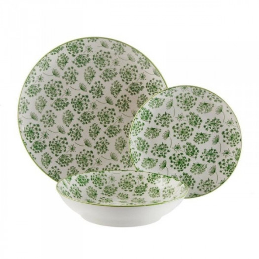 Zestaw Obiadowy Versa Amada Kolor Zielony Porcelana 18 Części