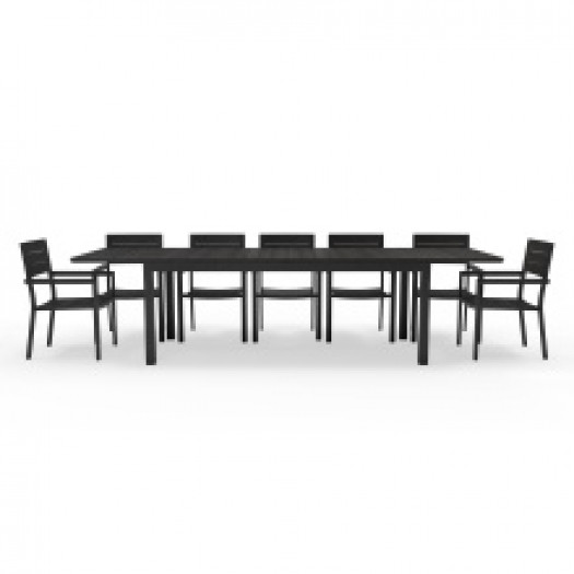 Zestaw ogrodowy Machio stół rozkładany 200-300 cm + 12 krzeseł, aluminiowy, czarny, polywood