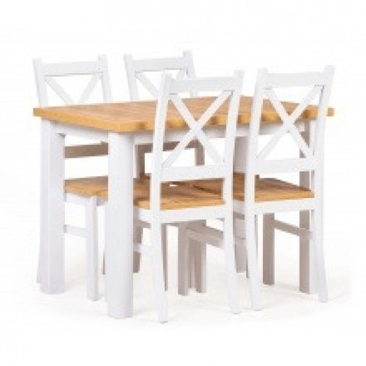 Zestaw stołowy corbin 2.0, stół 100 cm i 4 krzesła biały/dąb craft złoty