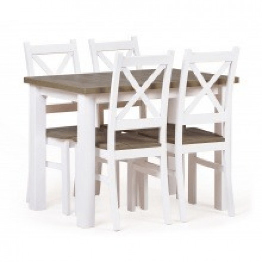 Zestaw stołowy corbin 2.0, stół 100 cm i 4 krzesła biały/dąb lefkas
