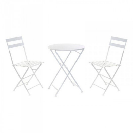 Zestaw Stołowy z 2 Krzesłami DKD Home Decor Biały Metal 80 cm 60 x 60 x 70 cm (3 pcs)
