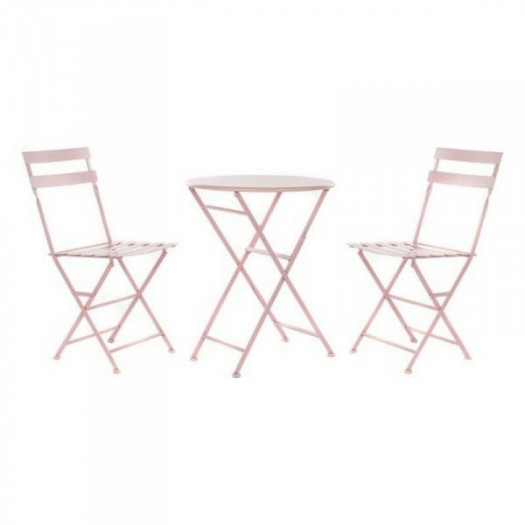 Zestaw Stołowy z 2 Krzesłami DKD Home Decor MB-177410 Różowy Metal 60 x 60 x 75 cm (3 pcs)